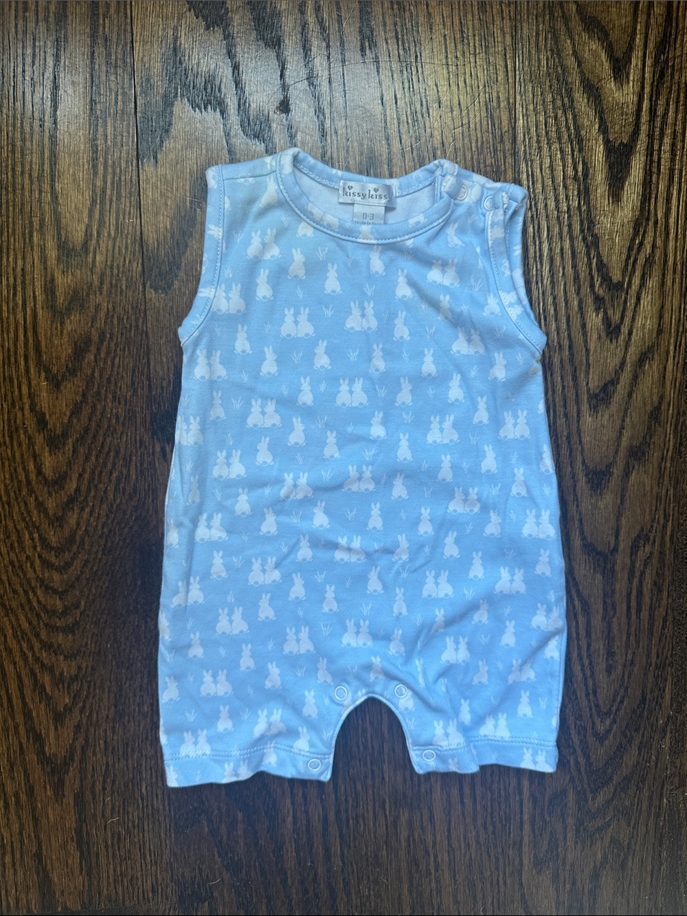 Kissy Kissy Light Blue Bunny Print Sleeveless Romper